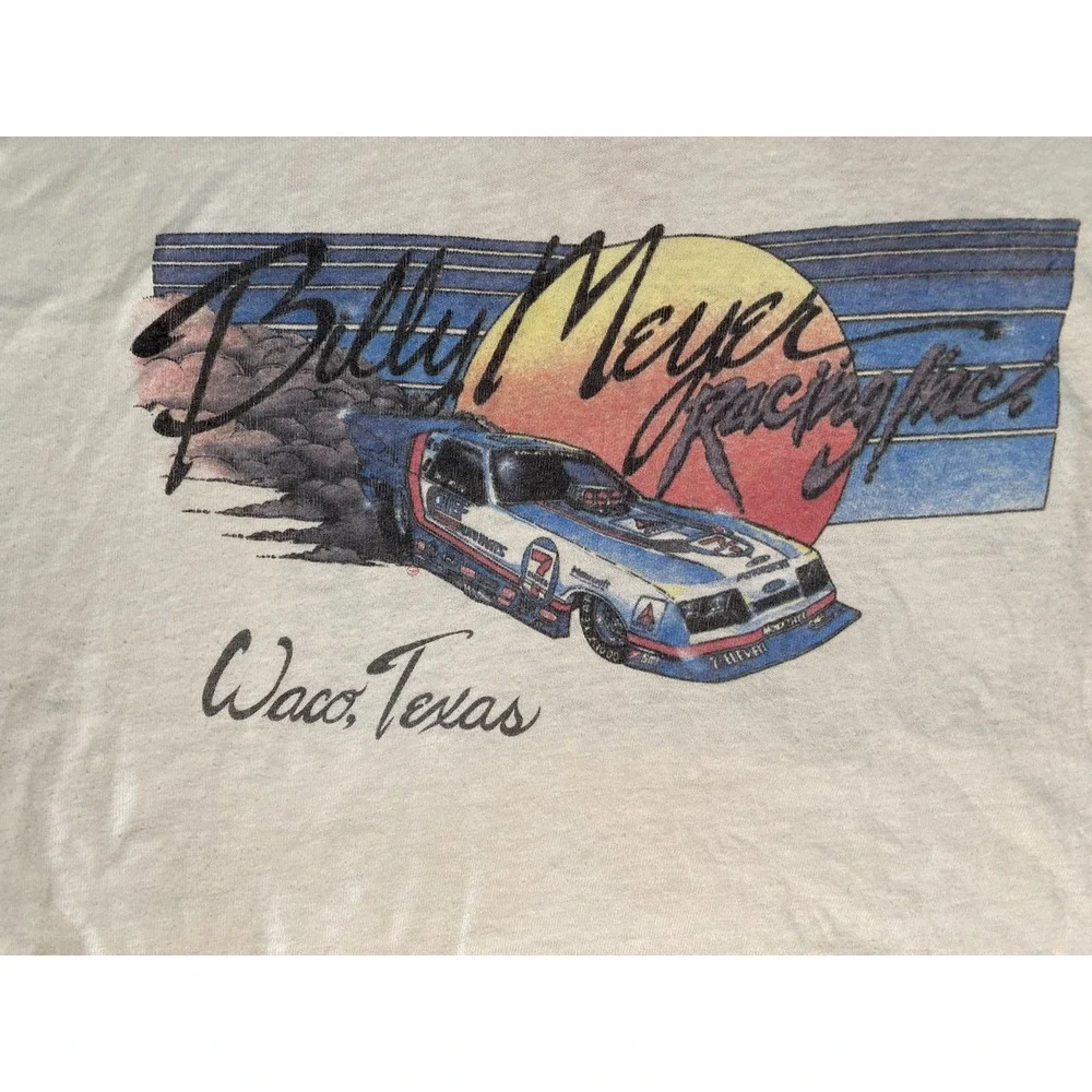 VTG BILLY MEYER 7/11 CHIEF FUNNY CAR NHRA DRAG RACING T-SHIRT L SINGLE STITCH - Picture 2 of 7